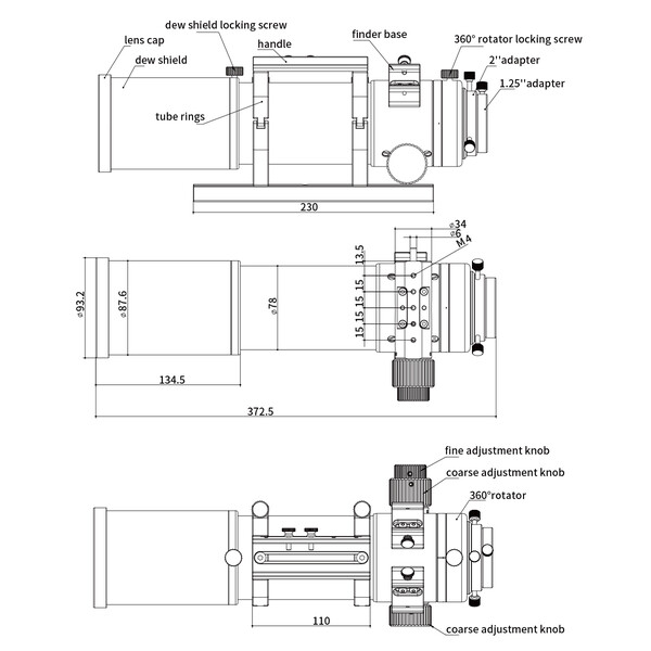 ZWO Apochromatische refractor AP 70/490 FF70