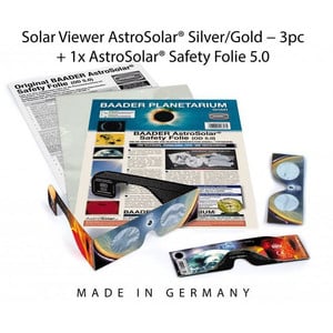 Baader Zonsverduisteringsbril Zonnefilters: 3xAstroSolar® Silver/Gold glazen en 1xAstroSolar filterfolie zonder vatting