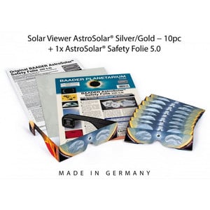 Baader Filtros solares: 10 gafas AstroSolar® plateadas/doradas y 1 lámina AstroSolar
