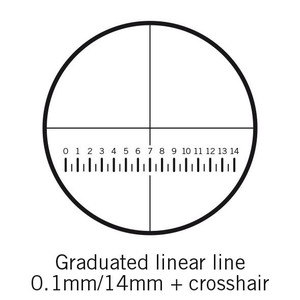Motic Reticle with 140 divisions in 14mm and crosshair (Ø25mm)
