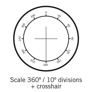 Motic Reticle with 360º protractor with 30º divisions and crosshair (Ø25mm)