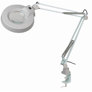 Schweizer Magnifying lamp, scissor arm, table clamp, 2x/Ø125mm, biconvex, 22W