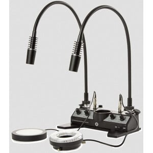 Euromex Stazione di illuminazione LE.5212, bianco, 2 lampade a cigno, lampade ad anello, luce trasmessa