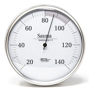 FISCHER TEMP/HUMIDITY GAUGE - Dial w/ White Face & Brass Case