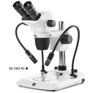 Euromex Stereo zoom microscoop NZ.1702-PG, 6,5-55x, zuil, 2 Zwanenhals, Doorgelaten licht, bino