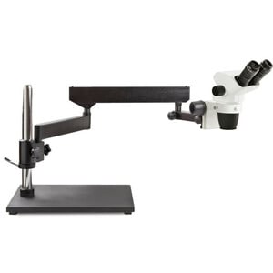 Euromex Stereo zoom microscope NZ.1902-A, 6.7x to 45x with articulated stand, base plate, w.o.illumination, bino