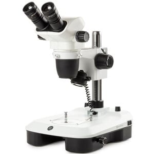 Euromex Stereo zoom microscoop NZ.1702-M, 6,5-55x, zuil, gereflecteerd en doorgelaten licht, bino, Spiegels voor dark field, embryologie