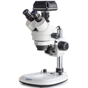 Kern Microscopio OZL 464C832, Greenough, Colonna, 7-45x, 10x/20, Luce trasmessa e riflessa, 3W LED, Fotocamera 5MP, USB 3.0