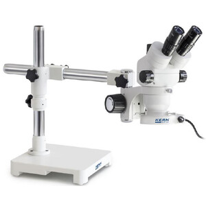 Kern Microscopio stereo zoom OZM 903, trino, 7x-45x, HSWF10x23mm, Trípodes, Un brazo (430 mm x 385 mm) con tablero, Iluminador anular LED 4,5 W