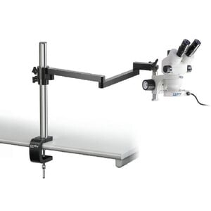 Kern Microscopio stereo zoom OZM 952, bino, 7-45x , HSWF 10x23 mm, Treppiedi Braccio articolato, Morsetto da tavolo, Lampade ad anello LED 4,5W