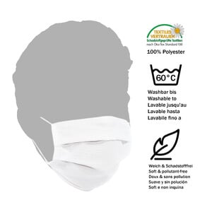 Masketo Face mask polyester white for children 5 pieces