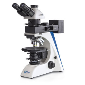 Kern Microscopio OPO 185, POL, trino, piano di inf., 40x-600x, luce incidente/trasparente, HAL, 100 W