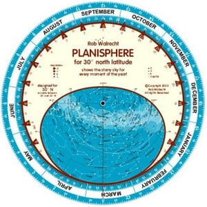 Rob Walrecht Star chart Planisphere 30°N 25cm