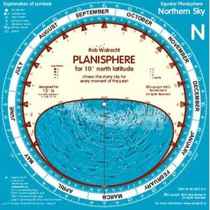 Rob Walrecht Star chart Planisphere 0° Equator 25cm