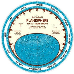 Rob Walrecht Star chart Planisphere 20°S 25cm