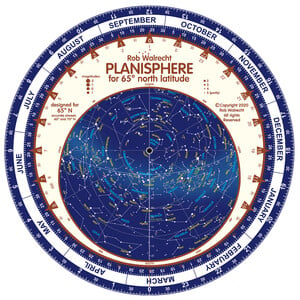 Rob Walrecht Star chart Planisphere 65°N 25cm