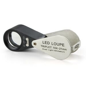 Euromex folding magnifying glass PB.5034-LUV, 10x achromatic, LED, UV