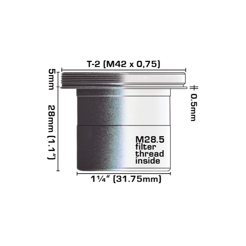 Baader Adapter Neusstuk, 1,25"/T2, met veiligheidsgroef