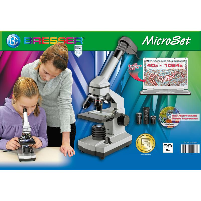 Bresser Junior Biolux CEA Microscope Set, USB eyepiece, case, 40 -1024x,