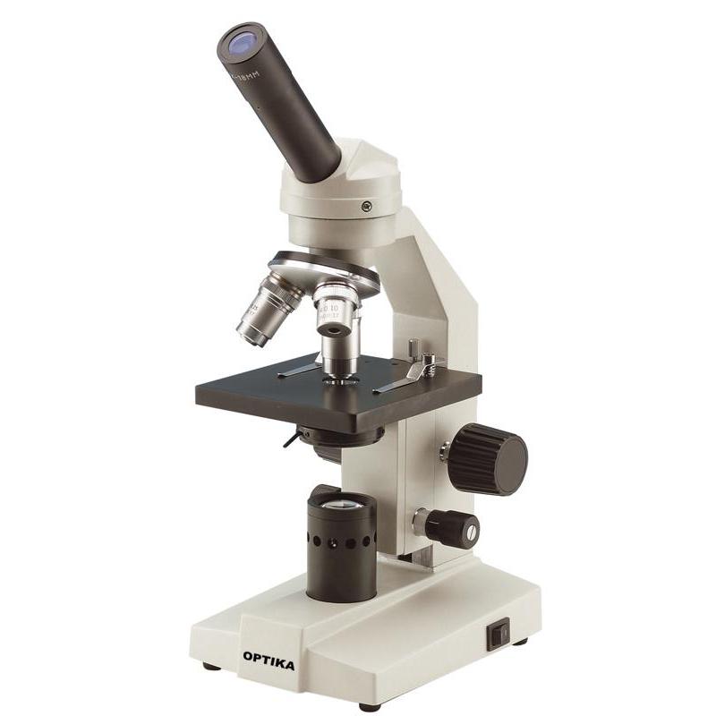 Optika Microscoop M-100FL, monoculair, wolfraamlamp