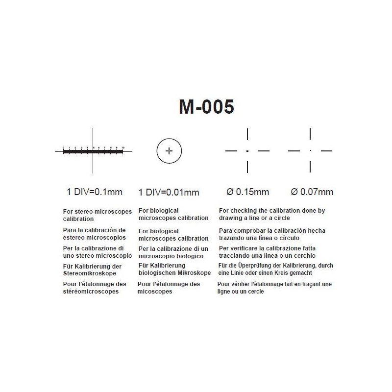Optika Object micrometers M-005,  graduated slide, range 1 mm, 0.01mm divisions, 26x76 mm