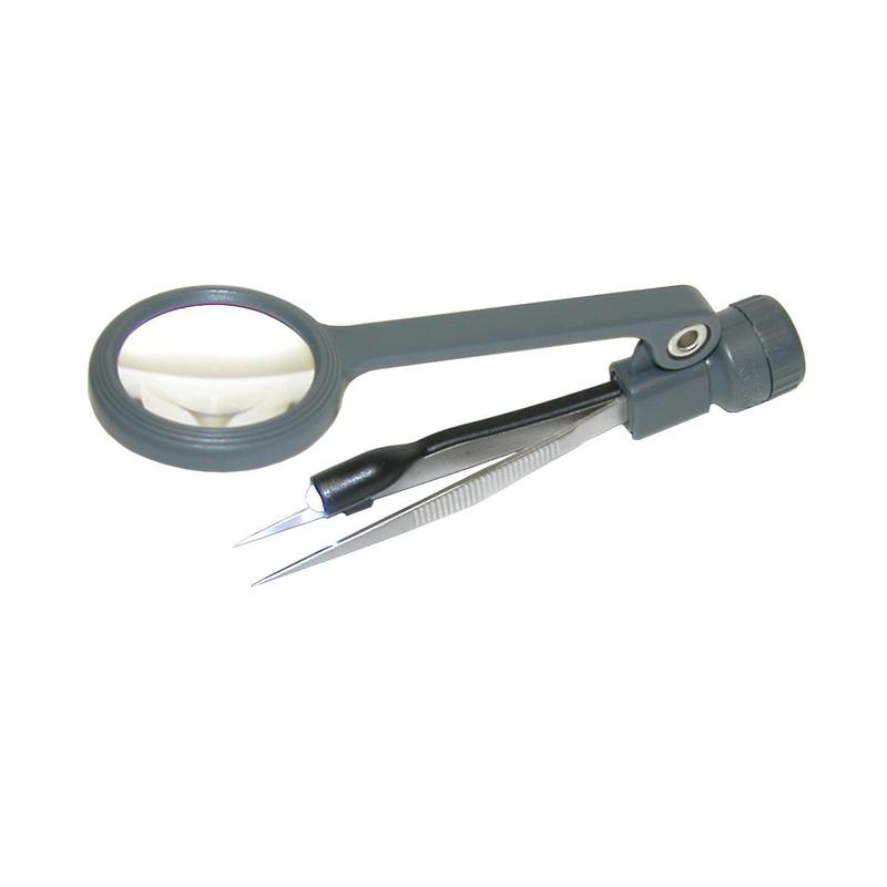 Carson MagniGrip 4.5x magnifying glass with tweezers and light