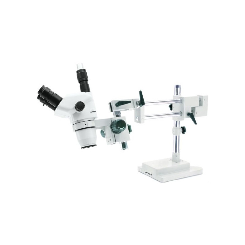 Optika Stereo zoom microscope SZN-10 trinocular, 7X-45X, with overhanging stand