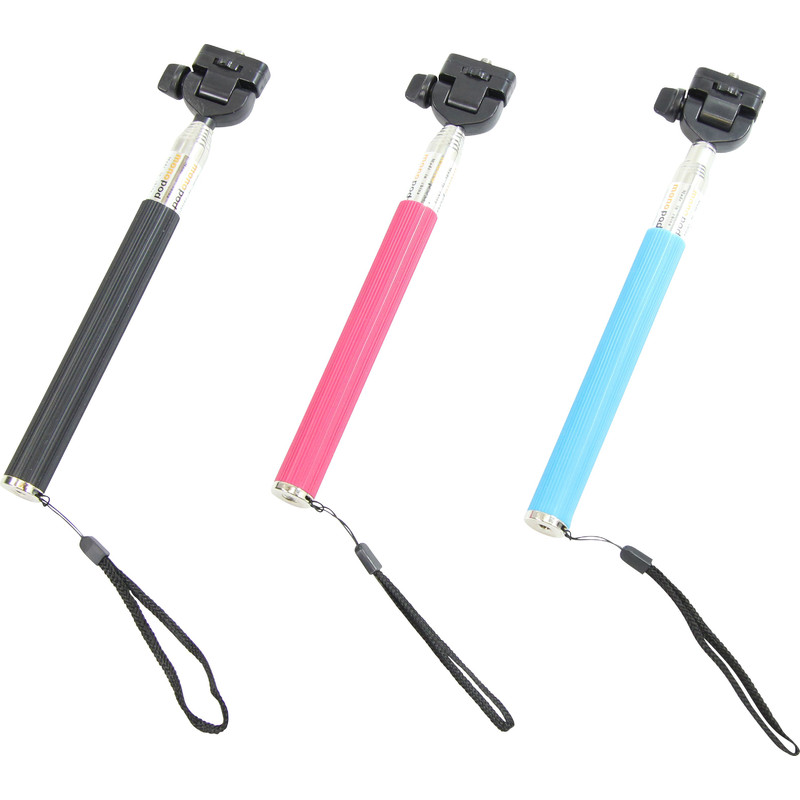 Monopiede Aluminio Selfie stick per Smartphone e fotocamere compatte, blu