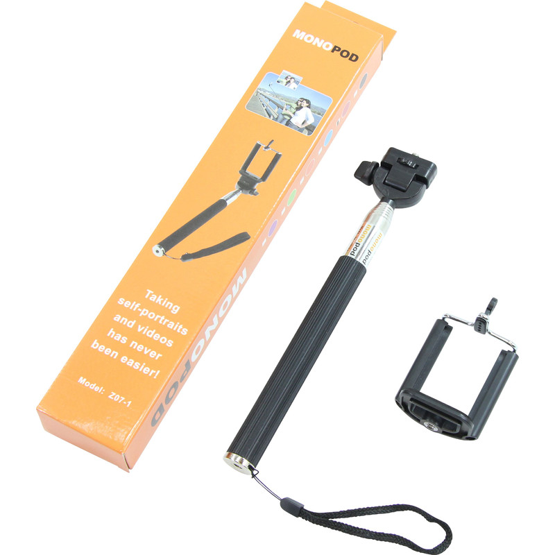 Monopiede Aluminio Selfie stick per Smartphone e fotocamere compatte, nero