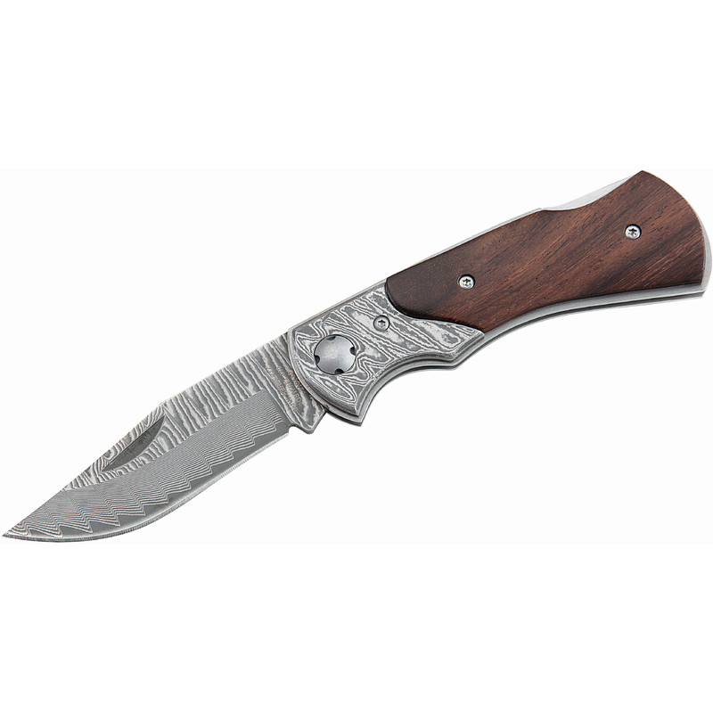 Herbertz Knives Damascus Pocket knife, wooden handle, No. 210110