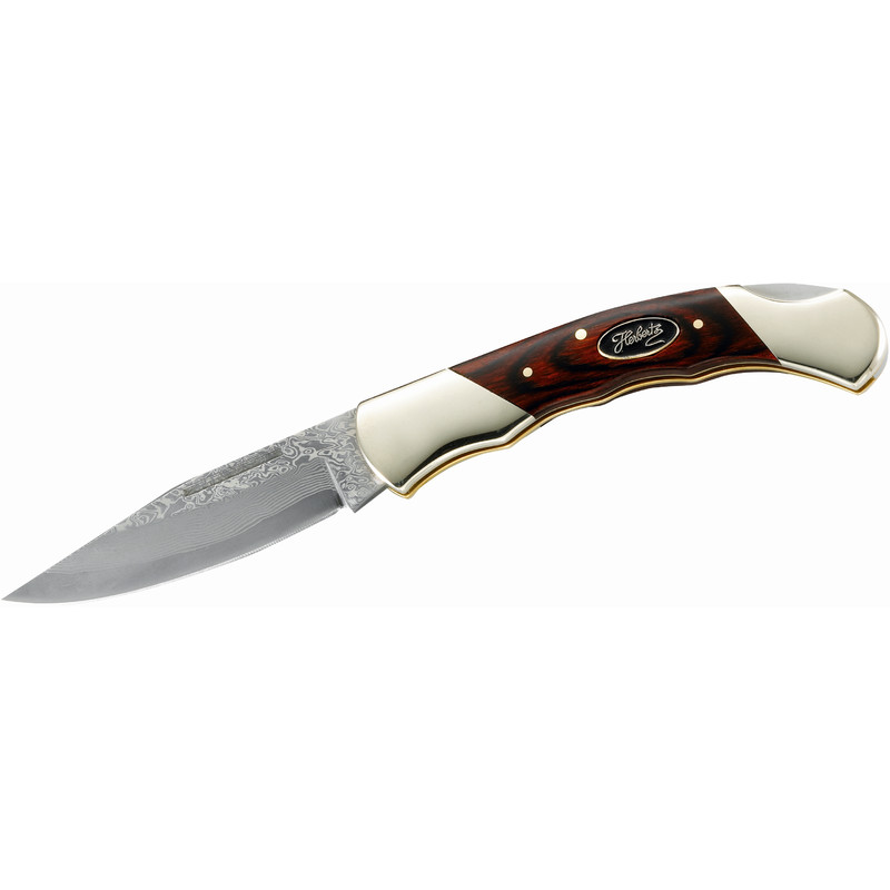 Herbertz Coltelli Coltello tascabile con lama damasco, impugnatura in legno di pakka, n. 235511