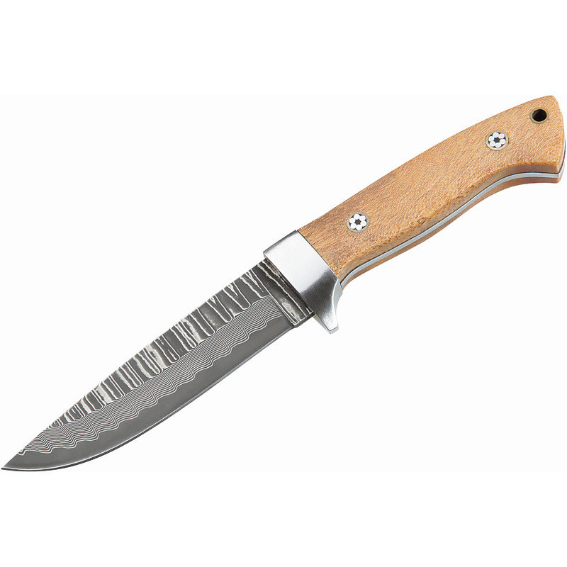 Herbertz Messen Damascus mes, licht generfd hout, 107809