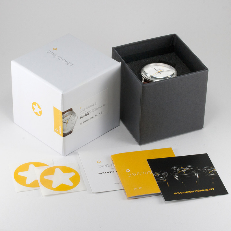 DayeTurner Uur SEIRIOS analoge herenhorloge silver, zwart leer