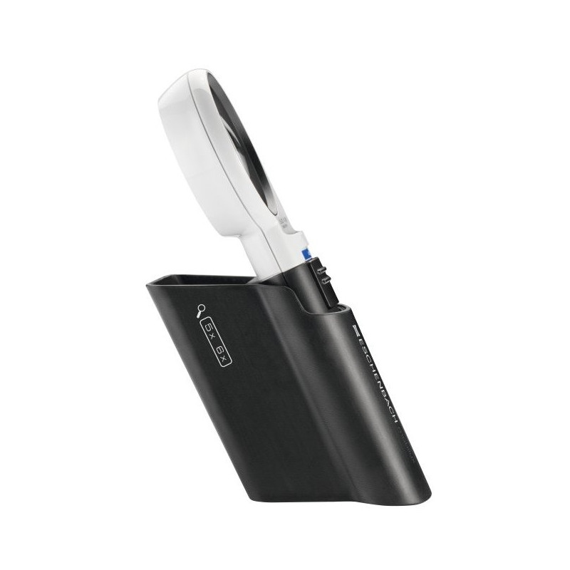 Eschenbach MOBASE stand for Mobilux 5.0X and 6.0X illuminated pocket magnifiers