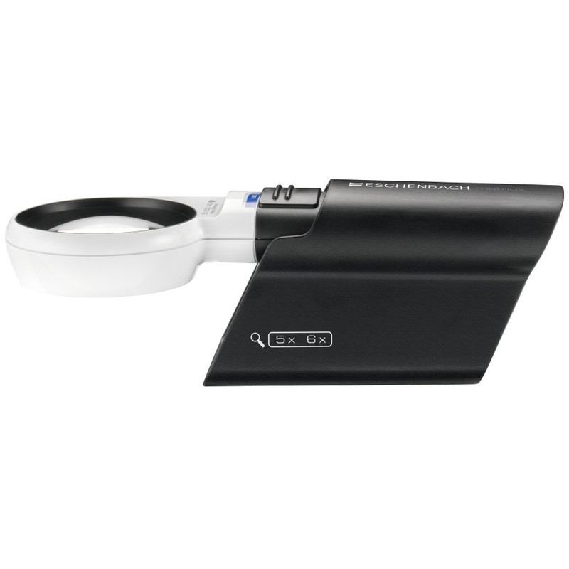 Eschenbach MOBASE stand for Mobilux 5.0X and 6.0X illuminated pocket magnifiers