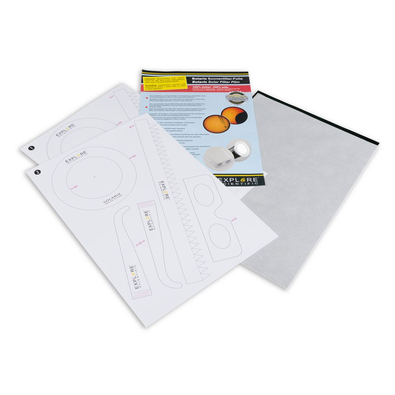 Explore Scientific Solarix solar filter foil with DIN A4 and ND5 cutout sheets