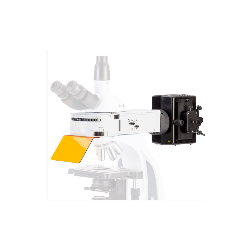 Euromex 6-positions fluorescence attachment iScope with 2 empty filter blocks without filters