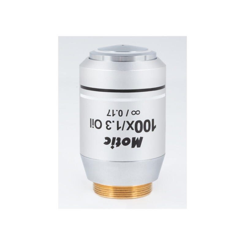 Motic Objective CCIS® Plan FLUOR Objektiv PL UC FL, 100X / 1.3 (Feder/Öl), wd 0.1mm, infinity