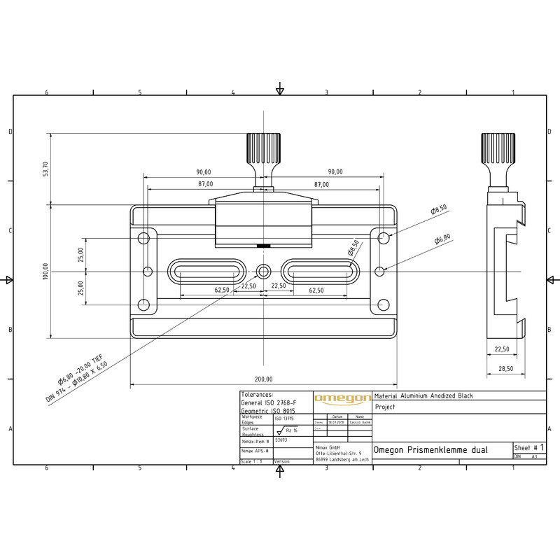 Omegon Dual prism clamp (Losmandy- and Vixen-Style)