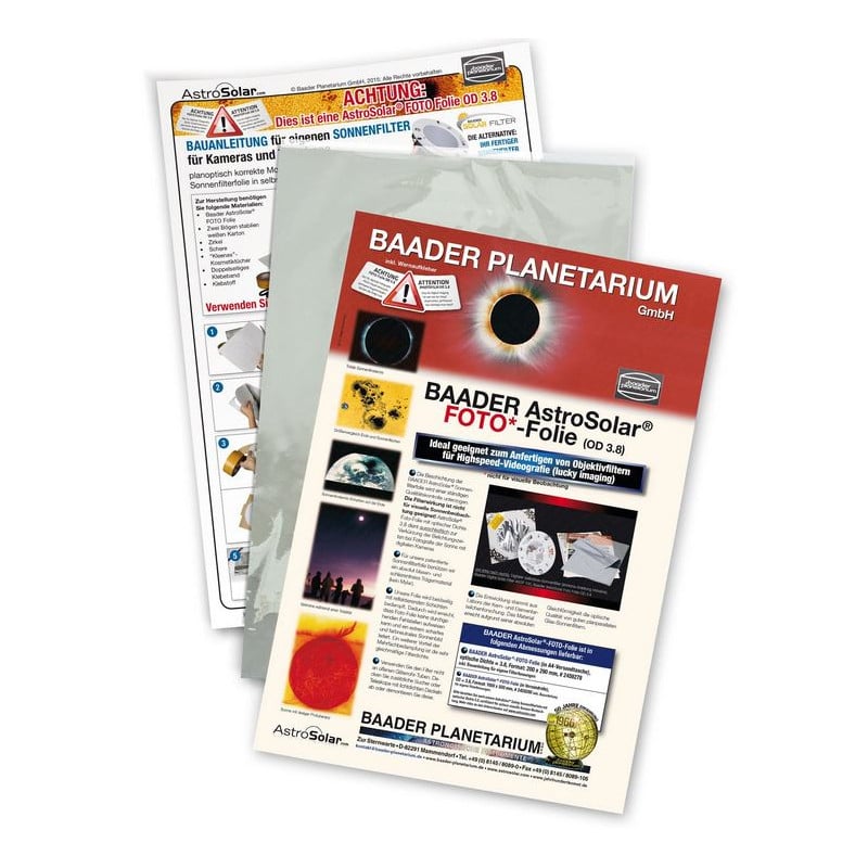 Baader Pellicola filtrante Filtro solare in fogli AstroSolar Foto OD 3,8 20x29 cm