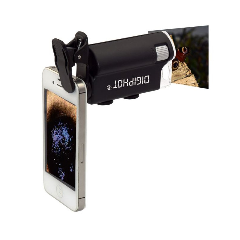 DIGIPHOT PM6001 pocket microscope, Smartphone clip, 60X100X