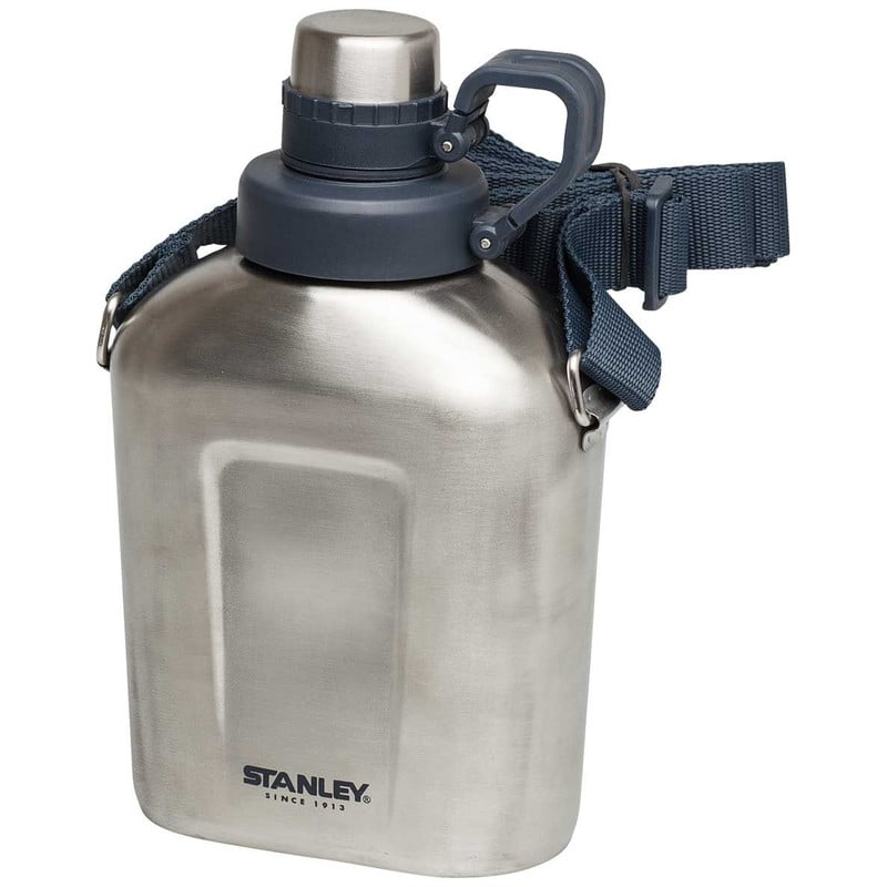 Stanley 18/8 Adventure Stainless Steel Canteen with Shoulder Strap (1.1  Qt/1L)