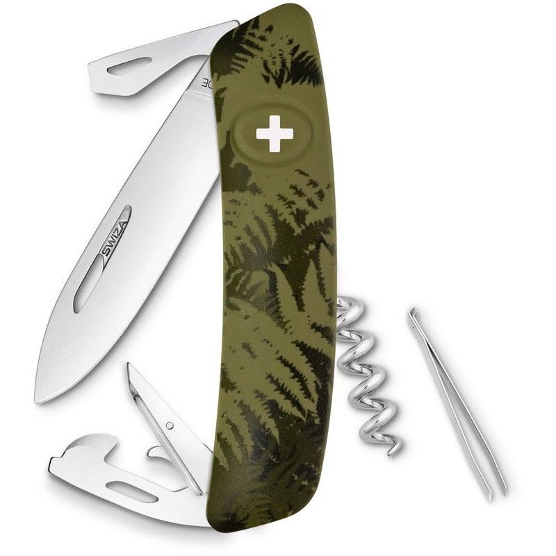 SWIZA Knives C03 Swiss Army Knife, SILVA Camo Fern Khaki