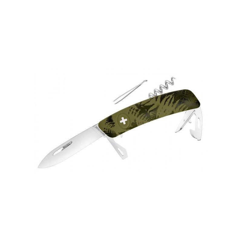 SWIZA Knives C03 Swiss Army Knife, SILVA Camo Fern Khaki