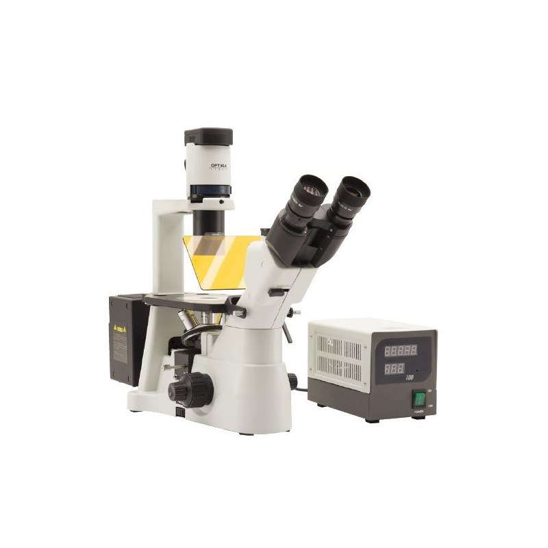 Optika Microscopio IM-3FL4-EUIV, trino, invertido, FL-HBO, Filtro B&G, IOS LWD U-PLAN F, 100x-400x, EU, IVD
