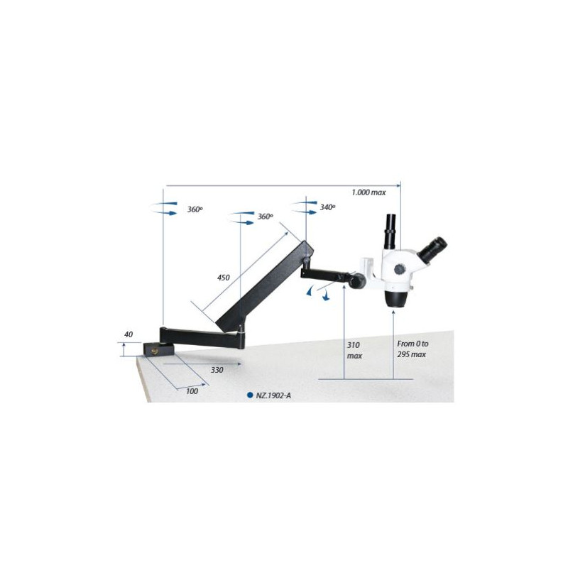 Euromex Universal stand, table-top clamp, black, without head-mount, NZ.9025 (Nexius)