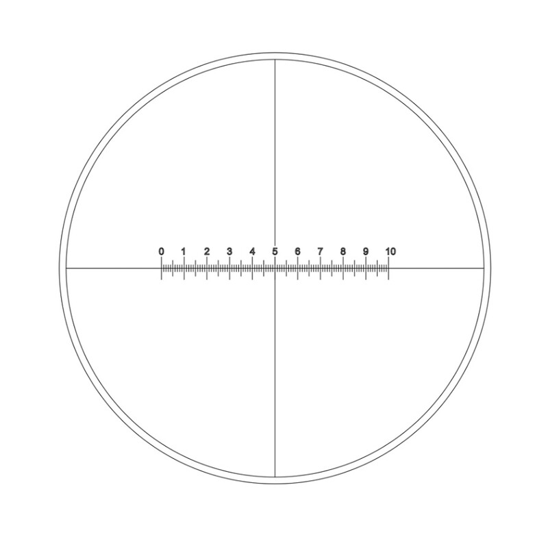 Motic Reticle with 100/10mm , crosshair, Ø19mm (RedLine100)