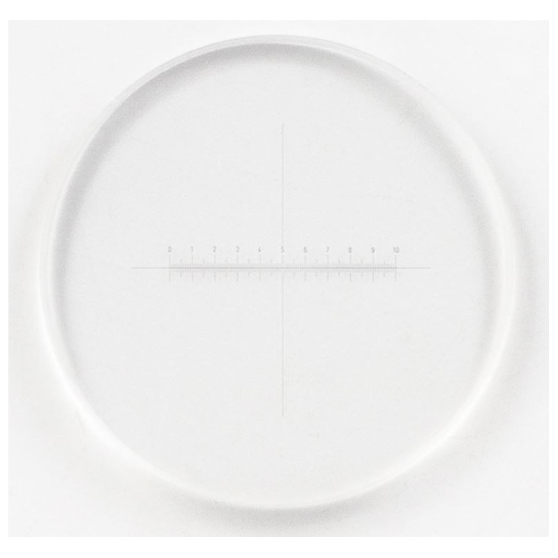 Motic Micrometer scale plate Reticle with 100/10mm, crosshair, Ø21mm (RedLine200)