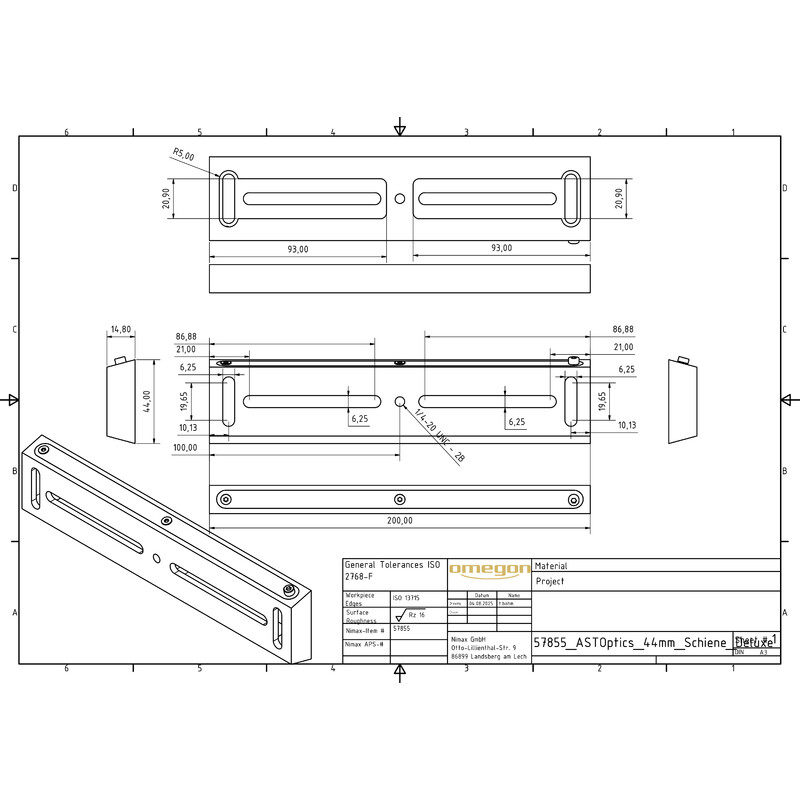 ASToptics Luxe Vixen type zwaluwstaart, 200mm