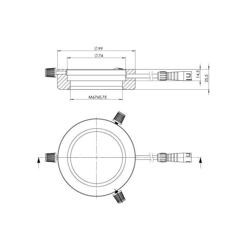 StarLight Opto-Electronics RL4-74-S4 WW, segment.,  warm-weiß (3.500 K), Ø 74mm